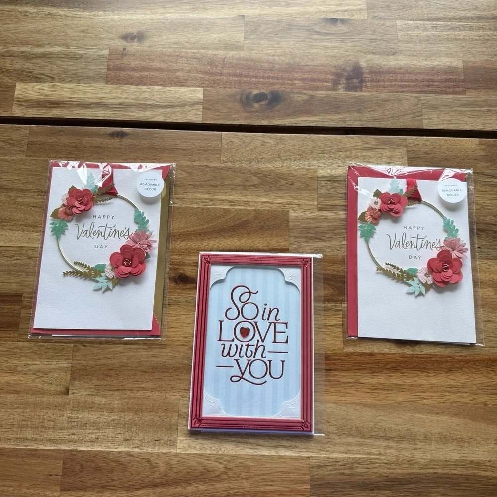 3 Hallmark Valentines Day Cards Happy Valentines Day NEW- SEE PHOTOS & READ